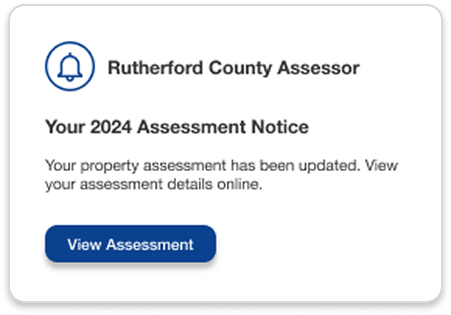 Assessment notification card