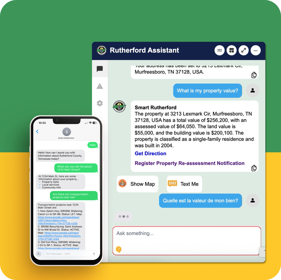 Rutherford Assistant chat preview on mobile