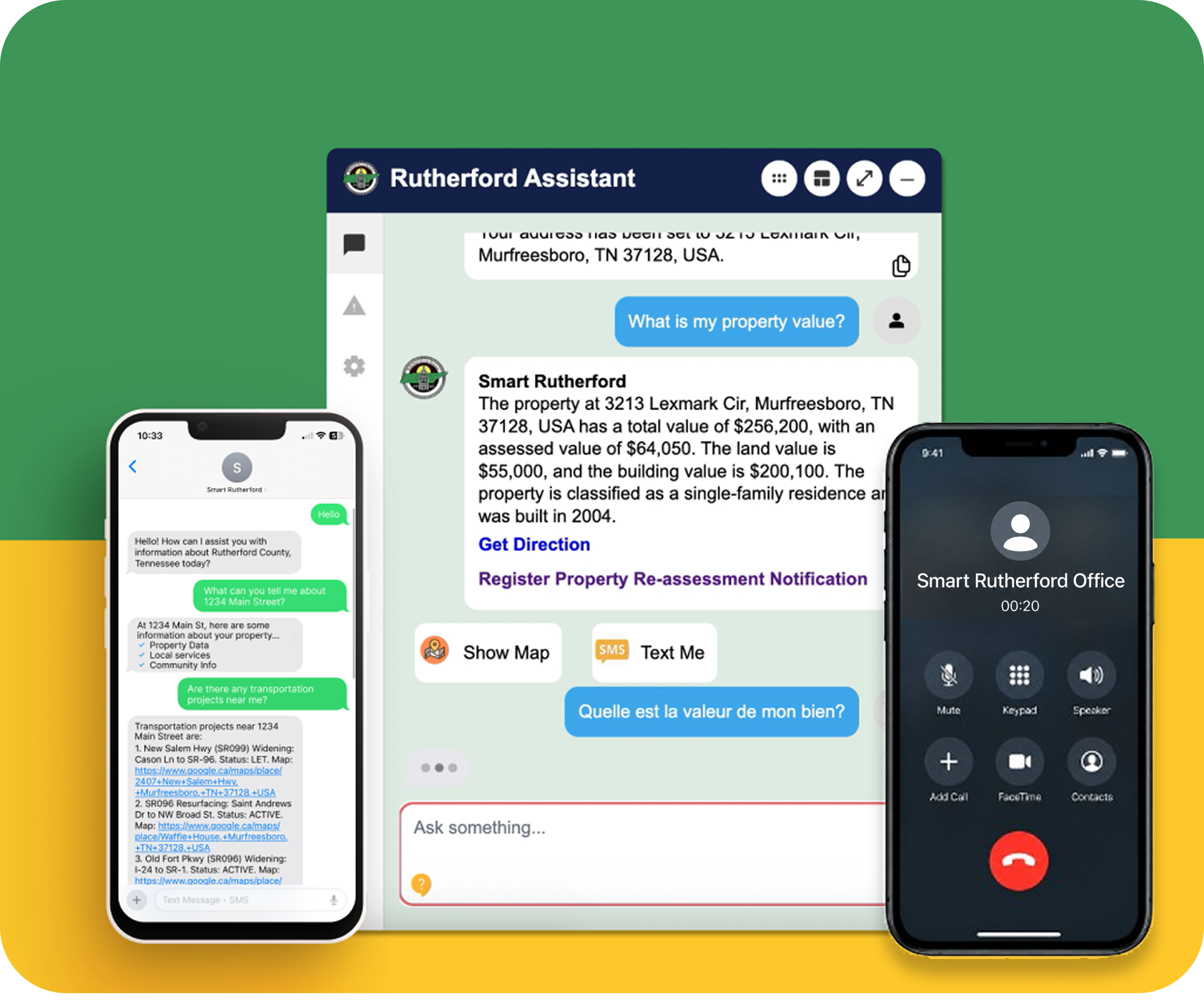 Rutherford Assistant chat preview on mobile